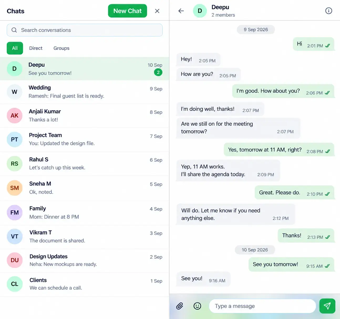 Momenza internal chat overview